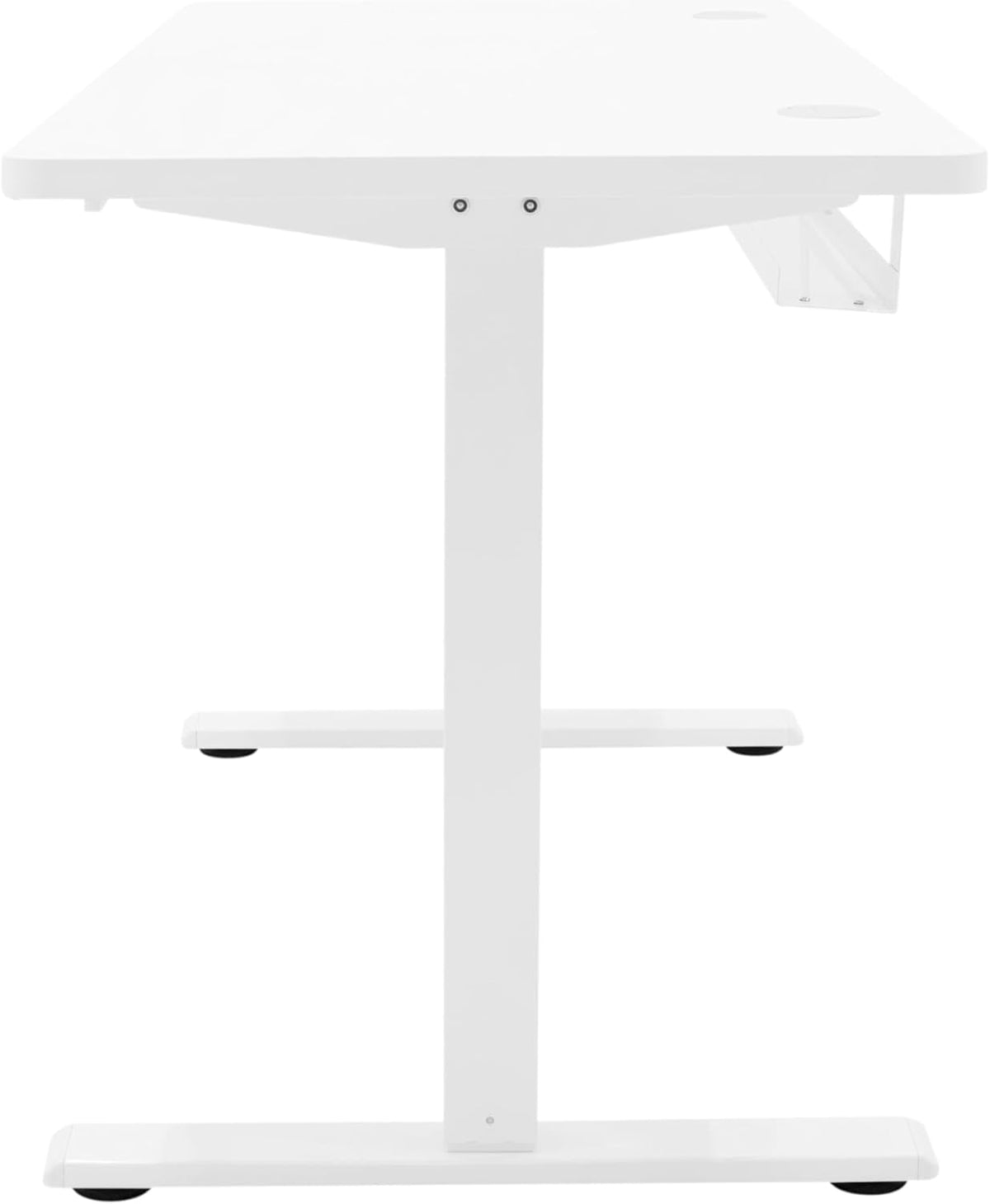 Electric Standing Desk 140 x 60cm White Height Adjustable Ergonomic Sit-to-Stand Computer Workstation Built-in Drawer USB A&C Charging Cable Pocket Hook Office Table Timer Smart Control Panel - QUORE