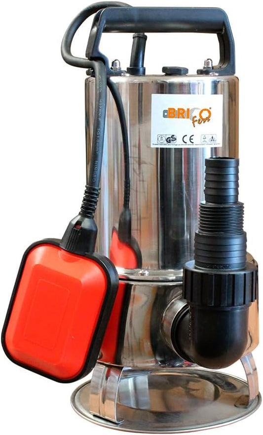 Bricoferr BFF1100D81A Dompelpomp voor vuilwater, met motor van 1100 W, debiet 16,5 m³/uur en maximale opvoerhoogte van 10 m, zilver
