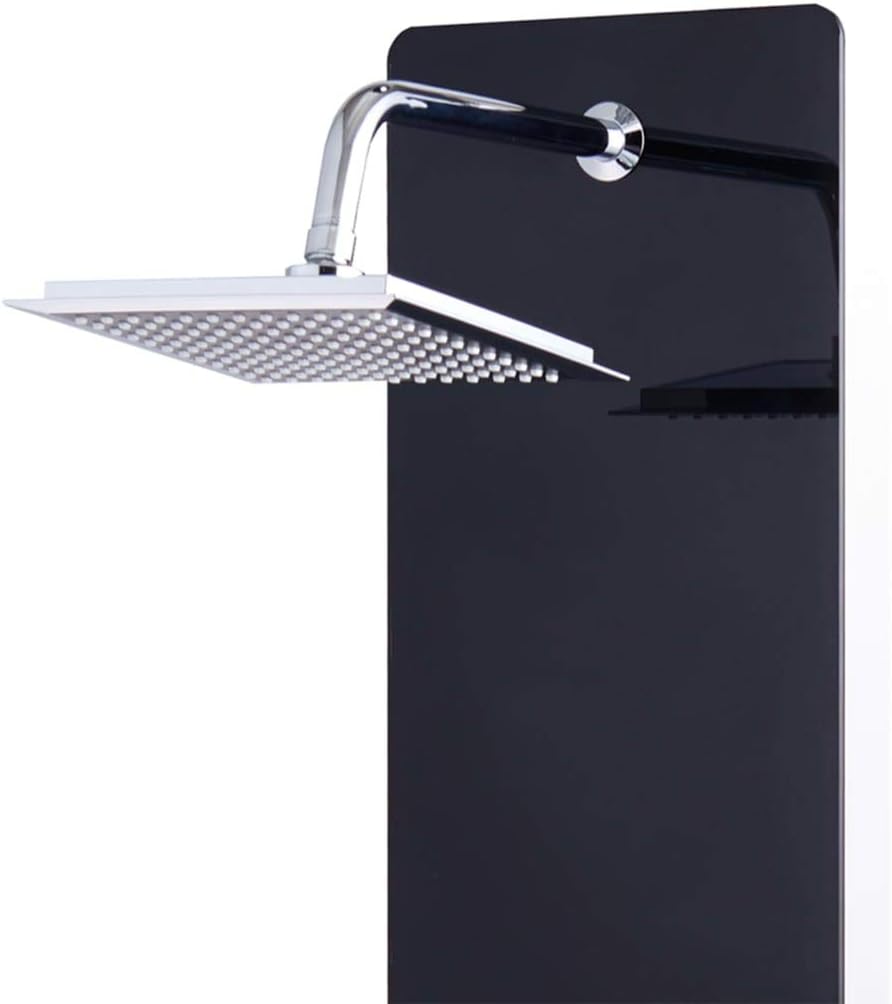 vidaXL Shower Panel Glass Black Shower Panel System Massage Shower Shower