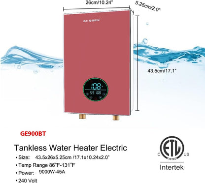 Verwarmingsupgrade – elektrisch water zonder sleuf 9 kw240 V, energiebesparing van warm water zonder autopool – op aanvraag instelbaar, digitaal display van het hele woonhuis (roze)