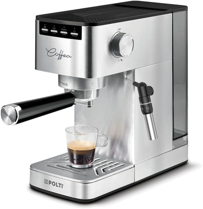 Polti Coffea P10S Handmatig koffiezetapparaat voor espresso en cappuccino, compatibel met gemalen koffie en E.S.E-pads, 44 mm, steamymilk voor het opschuimen van melk, afneembare tank van 1,3 l,