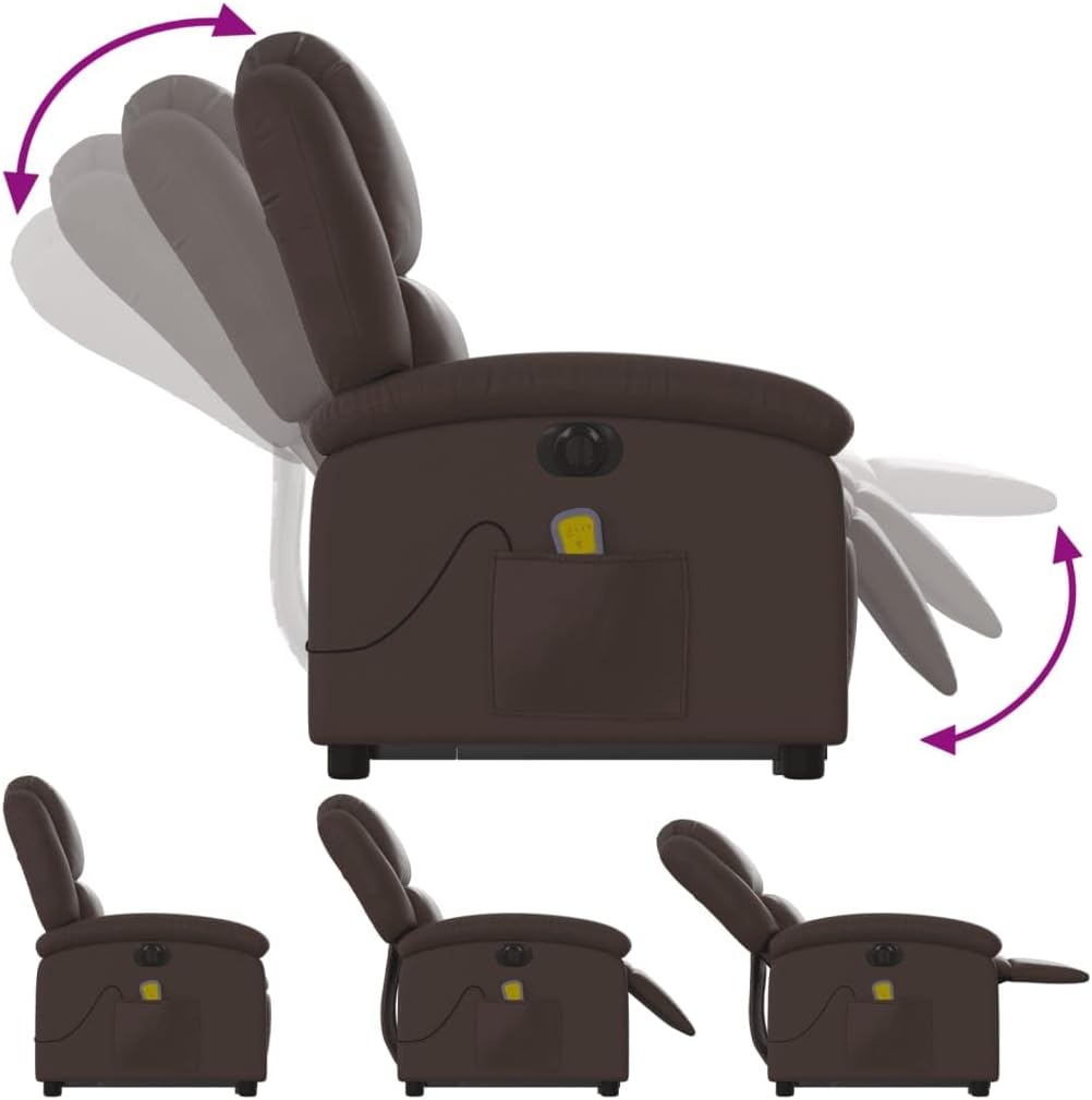 Massagestoel – Relaxfauteuil – Tv-Stoel – Elektrische Relaxstoel – Elektrische Massagestoel – Opsta-Ondersteuning – 6-Punts Vibratiemassage – Kunstleren Bekleding Bruin
