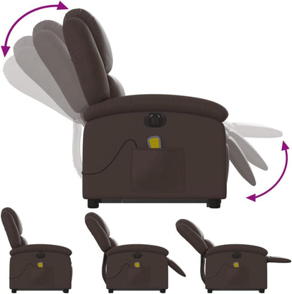 Massagestoel – Relaxfauteuil – Tv-Stoel – Elektrische Relaxstoel – Elektrische Massagestoel – Opsta-Ondersteuning – 6-Punts Vibratiemassage – Kunstleren Bekleding Bruin