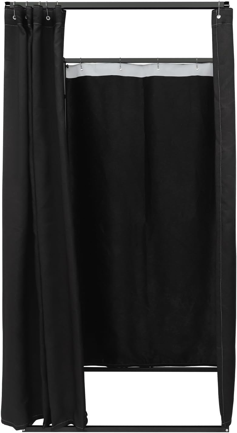 OUKANING Mobiele kleedcabine, vrijstaand, 100 x 100 x 200 cm, draagbare staande kleedruimte, inkijkbescherming voor kledingwinkelcentra, kantoor, tuin, outdoor, zwart - QUORE