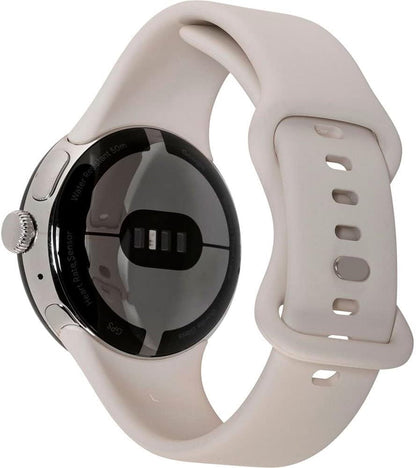Google Pixel Watch - Android smartwatch met activiteitstracker en analyse - behuizing van roestvrij staal, gepolijst zilver met sportarmband in kiezelkleur, LTE