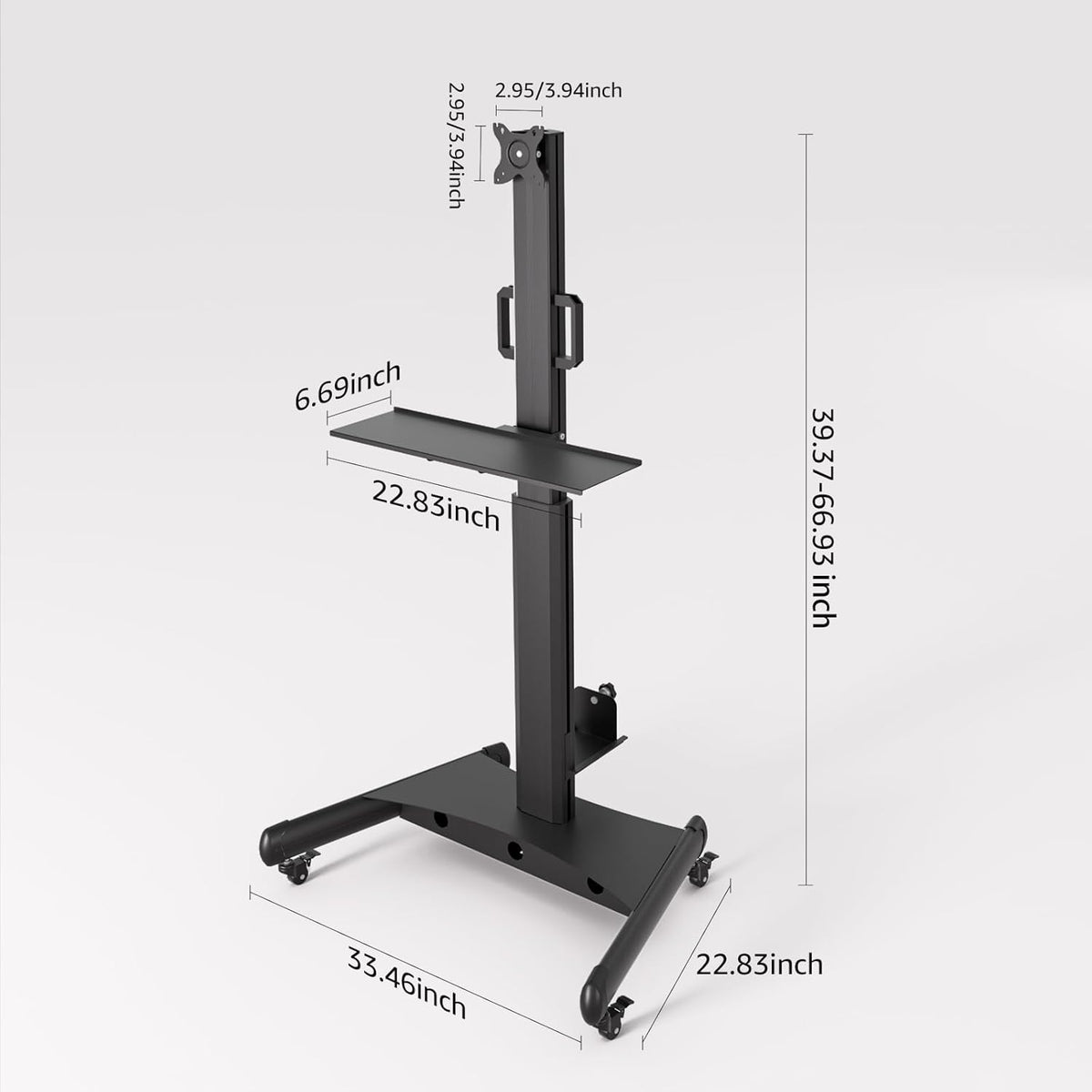 BEWISER Monitor rolwagen, monitorhouder, mobiele trolley, mobiele computertafel, trolley voor tandheelkundige kliniek, verpleegkunde, pc-werkstation