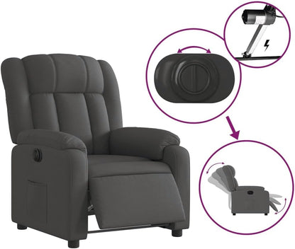 Elektrische Massagestoel, Fauteuil, Verstelbare Rugleuning, Voetsteun, Tv-Stoel, Relaxstoel met Ligfunctie, Ligstoel, Gestoffeerde Stoel, Fauteuil (lichtgrijs) (Donkergrijs #13)