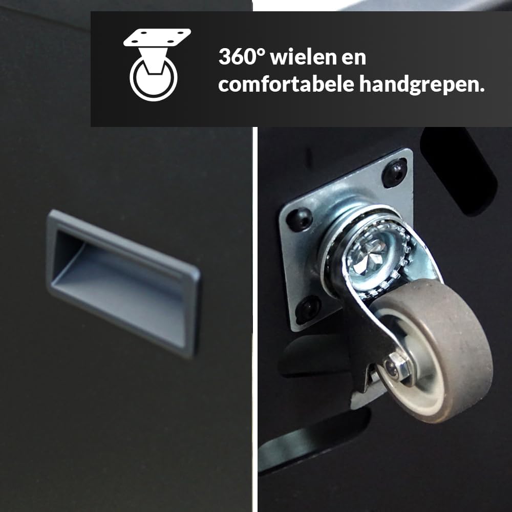 KRATKI Patio Light Moderne Gas Tuinkachel op Wielen - 8,2 kW - Stijlvolle Decoratieve Verlichting voor Tuin, Balkon, Terras - Werkt op G30/30mbar Gasfles - Veilig - Staal en Glas - Zwart