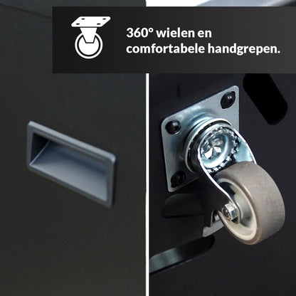 KRATKI Patio Light Moderne Gas Tuinkachel op Wielen - 8,2 kW - Stijlvolle Decoratieve Verlichting voor Tuin, Balkon, Terras - Werkt op G31/50mbar Gasfles - Veilig - Staal en Glas - Zwart