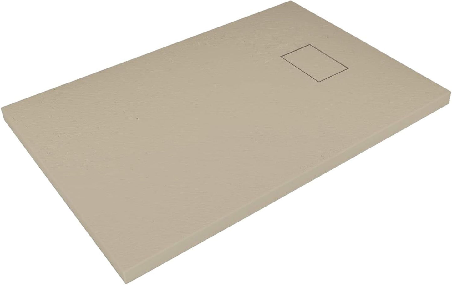 Laneri douchewand van SMC met doucheafvoer, motief leisteen, taupe, 70 x 120 cm