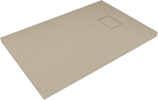 Laneri douchewand van SMC met doucheafvoer, motief leisteen, taupe, 70 x 120 cm