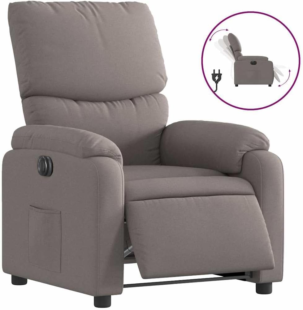 Recliner Chair Electric Taupe Fabric TV Chair with Reclining Function Single Reclining Chair Relax Chair for Living Room Bedroom Electric Tilt System mA4