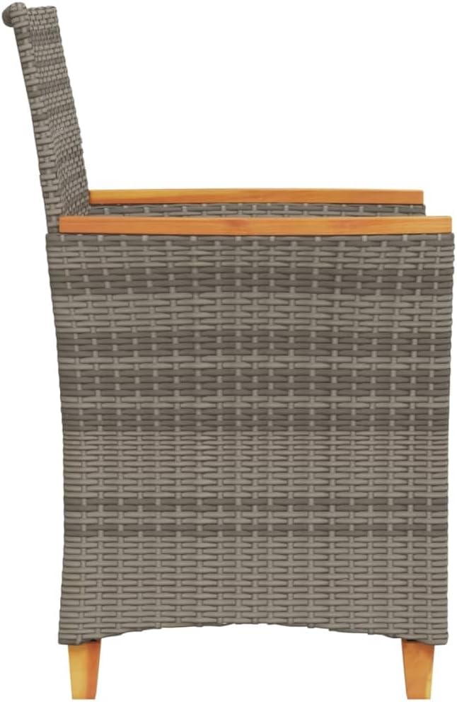 LAPOOH Garden Chairs with Cushions 2 Pieces Grey Poly Rattan and Solid Wood, Garden Chair, Patio Chair, Garden Dining Chair-368721 - QUORE