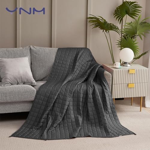 YNM Verzwaarde deken voor slaap, stress en angst, 100% katoen materiaal met glaskralen (donkergrijs 152 cm x 203 cm 11 kg), geschikt voor één persoon gebruik op tweepersoonsbed en kingsize bed