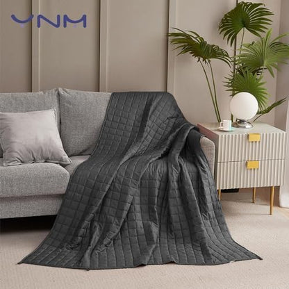YNM Verzwaarde deken voor slaap, stress en angst, 100% katoen materiaal met glaskralen (donkergrijs 152 cm x 203 cm 11 kg), geschikt voor één persoon gebruik op tweepersoonsbed en kingsize bed