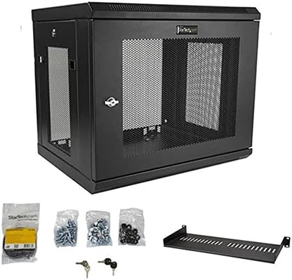 Wandmonteerbare 9U Netwerkkast – Serverkast, Patchkast, Rackkast, Serverrack – 19-Inch Met 1U Schap – 38 Cm Montagediepte, Afsluitbaar En Geventileerd