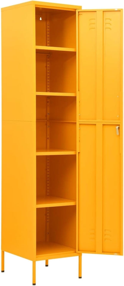Safe Box Mustard Yellow 35x46x180cm Steel, Worker Lockers,Metal Locker,Thin Storage Cabinet - QUORE