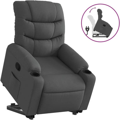 Relaxstoel – TV Stoel – Fauteuil – Sta-Op Stoel – Relaxfauteuil – Elektrische Opsta-Ondersteuning – Handmatig Verstelbare Rug- En Voetensteun – Donkergrijze Polyester Bekleding
