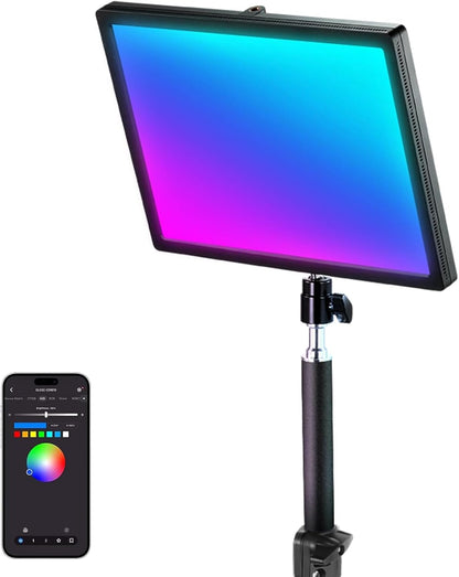 RGB LED Streaming Key Light – Videolamp – Streamlamp – Webcam Lamp – LED Paneellamp – 25W, 2500 Lux Op 0,5 M – 2900K-7000K, CRI95+/TLCI97+