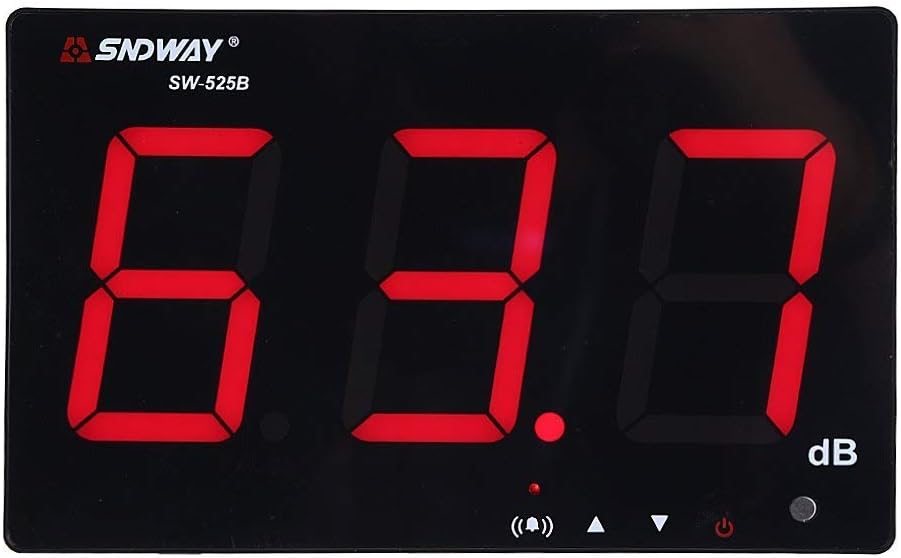 Geluidsniveau Meter – Decibelmeter – Geluidsmeter – Geluidmeter – Ruismeter – Muurhangend Wandmodel – 30-130 dB Meetbereik – 24,4 cm LCD-Scherm Met Alarm & Datalogger