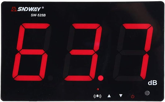 Geluidsniveau Meter – Decibelmeter – Geluidsmeter – Geluidmeter – Ruismeter – Muurhangend Wandmodel – 30-130 dB Meetbereik – 24,4 cm LCD-Scherm Met Alarm & Datalogger