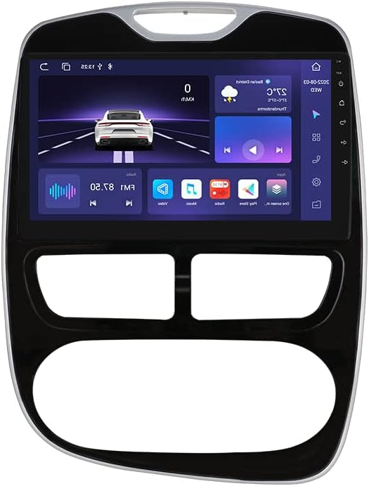 Hizpo Android 12 Car Radio for Renault Clio 2012-2016, 4G and 32G GPS Navi for Renault Clio Radio with Wireless CarPlay Android Car Bluetooth WiFi Mirror Link Rear/Front Camera Input FM - QUORE
