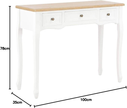 vidaXL Side Table with 3 Drawers White Dressing Table Makeup Table Bedroom Table