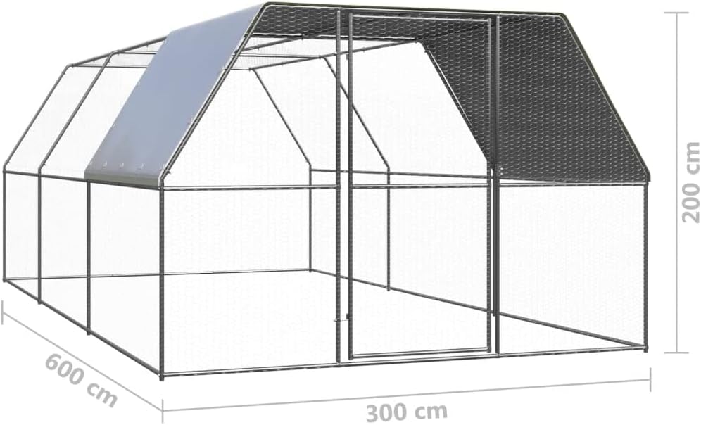 vidaXL Chicken coop 3x6x2m galvanized steel - QUORE