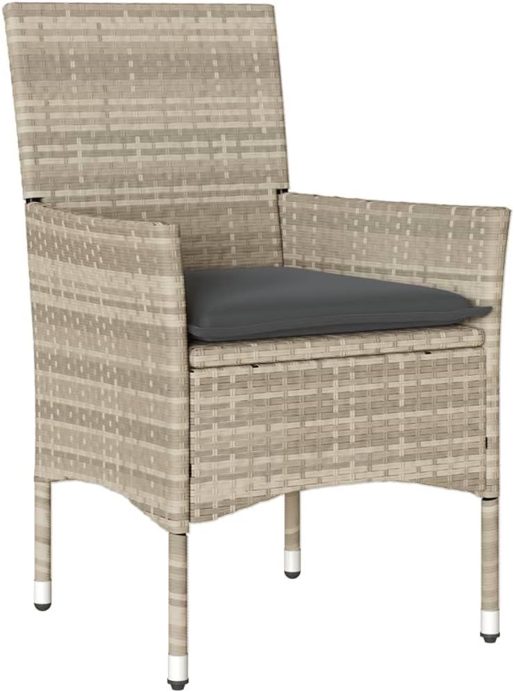 vidaXL 5-Piece Garden Set with Cushions Poly Rattan and Glass Light Grey, Lounge Set, Garden Loungeset, Outdoor Lounge Set, Garden Table, Patio Set, Garden Set Lounge - QUORE