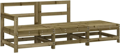 3-delige loungeset van grenenhout, geïmpregneerd tuinmeubelset, outdoor balkonset, terrasmeubels, tuinlounge, zitgroep voor terras, balkon, tuin -B - QUORE