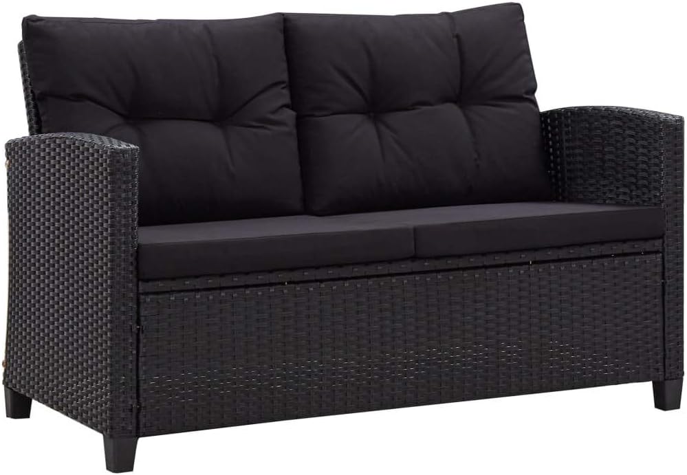 vidaXL Lounge Set with Cushions 6-Piece Garden Set Furniture Set Garden Garden Furniture Set Lounge Furniture Set Lounge Furniture Lounger Furniture Poly Rattan Black - QUORE