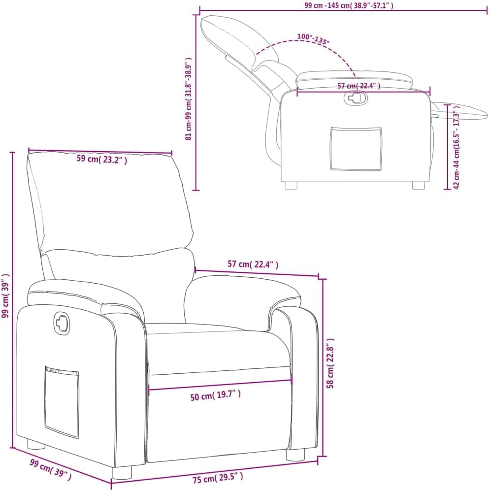 vidaXL Armchair adjustable fabric dark brown, recliner chair, recliner chair, armchair, armchair, lazy chair, tv chair, stand chair, recliner chair