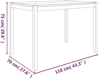 vidaXL Dining table 110x70x75 cm solid acacia wood
