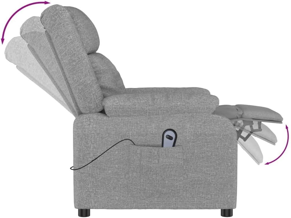 Elektrische Televisiestoel – Relaxstoel – Fauteuil – TV-Stoel – Verstelbare Stoel – 3 Ligposities – Ademend Polyester – Hout & Metaal Frame – Lichtgrijs