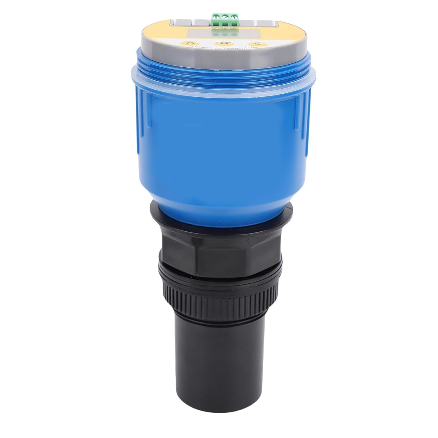 Digitale ultrasoon niveaumeter – Ultrasone niveausensor, vloeistofniveaumeter, niveauzender, vloeistofsensor – Voor water en afvalwater – 0-10 m meetbereik – Helder LED display en 4 tot 20 mA uitgang