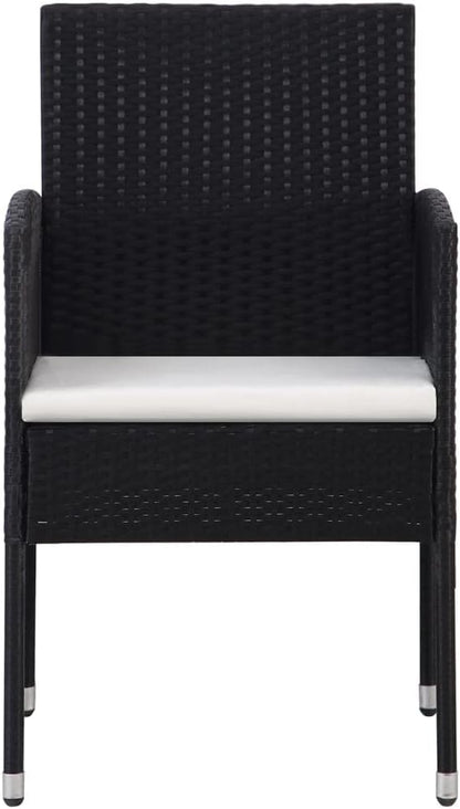 5-delige tuin-eetgroep, zwart, loungeset terrasmeubels voor tuin, terras, balkon, maat 80 cm, tafellengte 99620 - QUORE