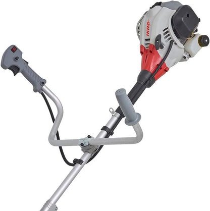 IKRA Benzine Bosmaaier trimmer IBF 25-1, incl. draadspoel, 4-tands mes & schouderriem, grijs/rood/zwart