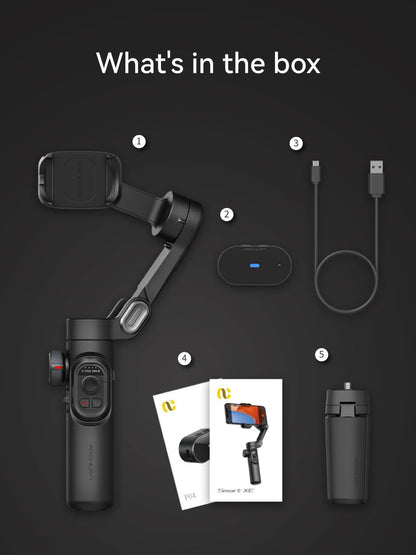 AOCHUAN Telefoongimbal voor iPhone/Android, 3-assige AI-trackingsensor, focuswiel, 8.0 anti-shake voor video-opname