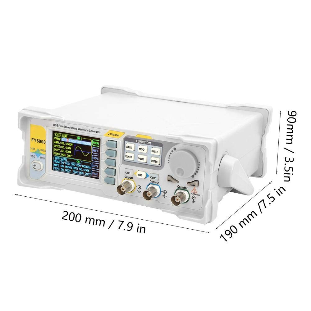 Digitale signaalgenerator, FY6900 sinus 0-30 MHz 2,4 inch TFT-scherm DDS-functie Golfvormpulsbrongeneratoren Frequentiemeter 250 MSa/s VCO-burst AM/PM/FM/ASK/FSK/PSK-modulatie (EU)