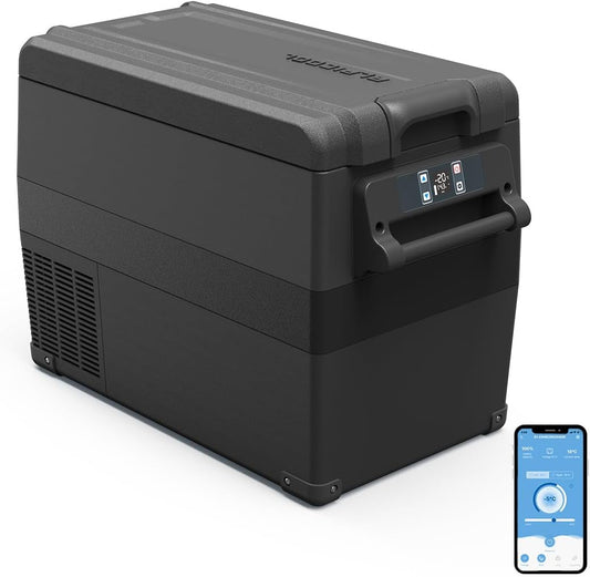 Alpicool NCF45 40L elektrische compressor Koelbox/vriesbox, Mini koelkast 12/24 V en 230 V, Autokoelkast voor auto, vrachtwagen(Zwart)