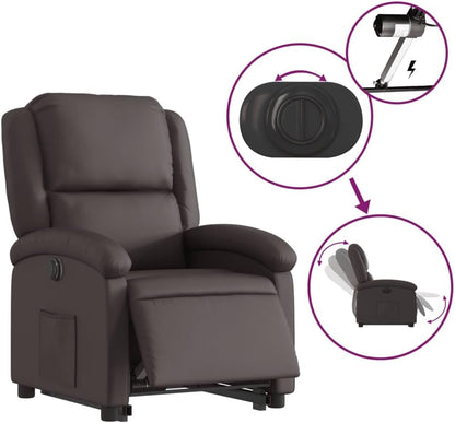 Elektrische Relaxfauteuil – Relaxstoel – Opsta-Fauteuil – TV-Stoel – Elektrische Relaxstoel – Opsta-Hulp Met Elektrische Verstelling – Echt Koeienleer Donkerbruin