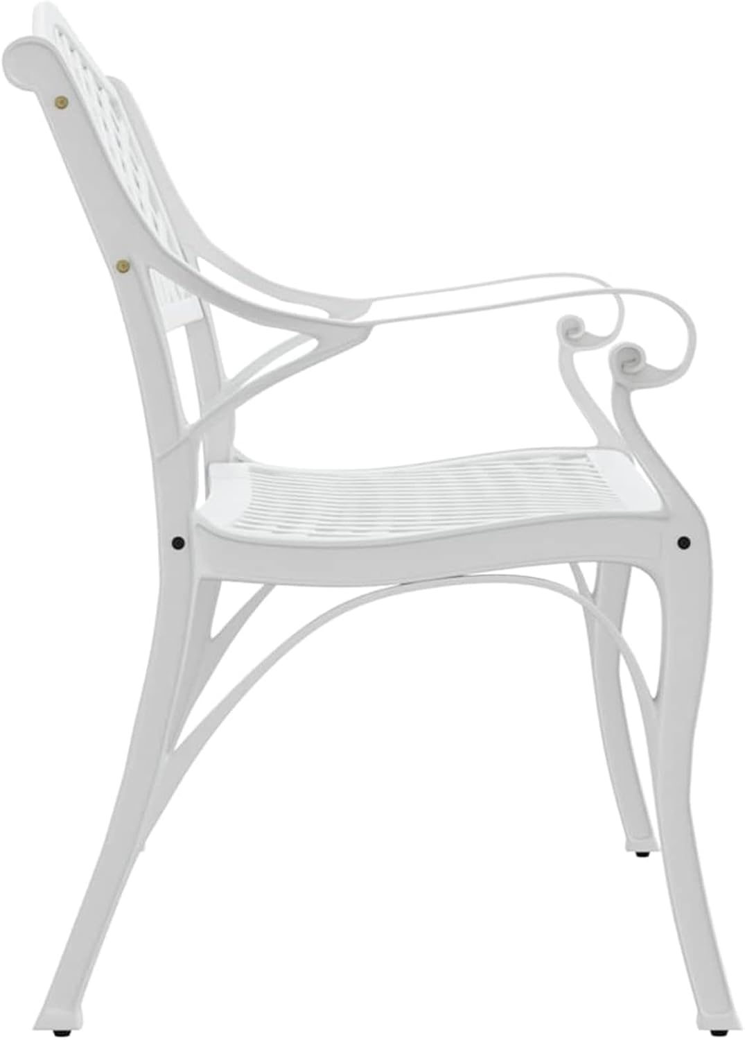 Mogou Tuinbank, buitenbank, terras, tuinbank, gegoten aluminium, wit, 102 cm - QUORE