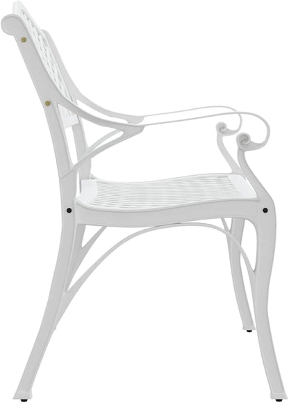Mogou Tuinbank, buitenbank, terras, tuinbank, gegoten aluminium, wit, 102 cm - QUORE