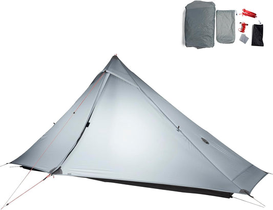 3FULGEAR Lanshan1 Pro Outdoor ultralichte campingtent voor 1 persoon, 3/4 seizoenen, professionele 20D nylon, dubbelzijdige siliconen tent, camping, trekking, kajakken, klimmen, wandelen,