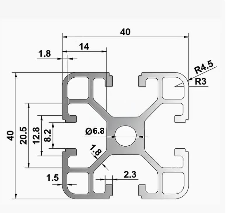 AluProfiel 4040 Alu Profiel 500mm T-Type Zwart Aluminium Profiel 40x40 Europese Standaard Geanodiseerde Lineaire Rail Extrusie 4 Stuks, voor DIY 3D Printer en CNC