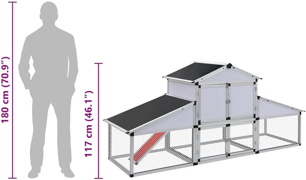 Kippenren – Kippenhok – Hennenren – Kippenkooi – Nachthok – Aluminium Frame – Ruim Met Legnest En Uitschuifbare Lade