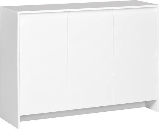 HOMCOM sideboard kitchen cabinet with 3 cabinets, storage cabinet with cable opening, TV cabinet for TVs up to 50", white, 120 x 35 x 85 cm - QUORE