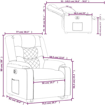Elektrische Sta-Op Stoel – Sta-Op Fauteuil – Verstelbare Relaxstoel – Elektrische Relaxfauteuil – Lederen Sta-Op Stoel – Elektrische Liftfunctie – Verstelbare Rugleuning tot 135°