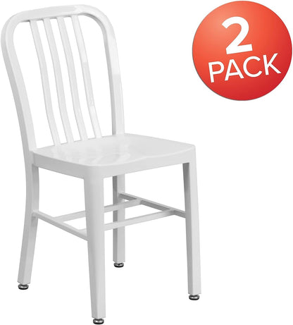 2 Witte metalen stoelen voor binnen en buiten met zakelijke kwaliteit