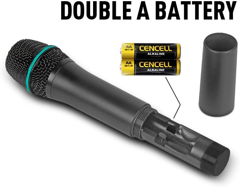 Debra Audio Pro UHF Draadloos 4-Kanaals Microfoonset met Handheld Mics, Metalen Ontvanger voor Karaoke en Kerk (B-frequentie)